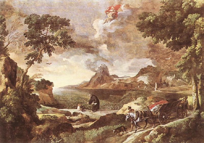 DUGHET, Gaspard Landscape with St Augustine and the Mystery dfg